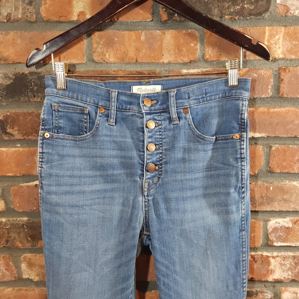 Madewell 10" High-Rise Skinny Crop Raw Hem Jeans Medium Wash Tencel Women's 27 - Picture 3 of 7